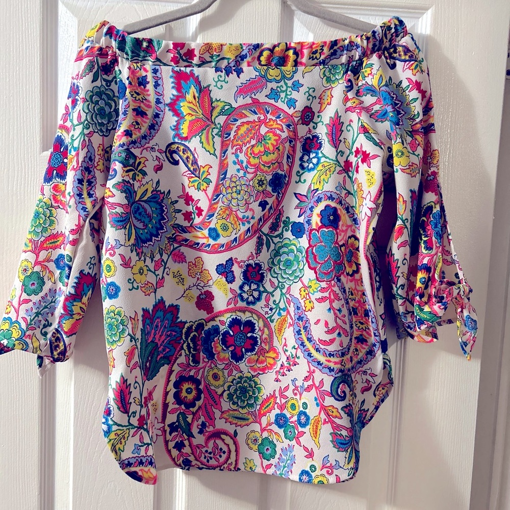 Glam off the shoulder floral paisley top small - Picture 7 of 10